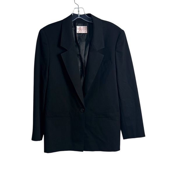 Vintage Pendleton Black One Button Virgin Wool Blazer Women Size 10 - Picture 1 of 8